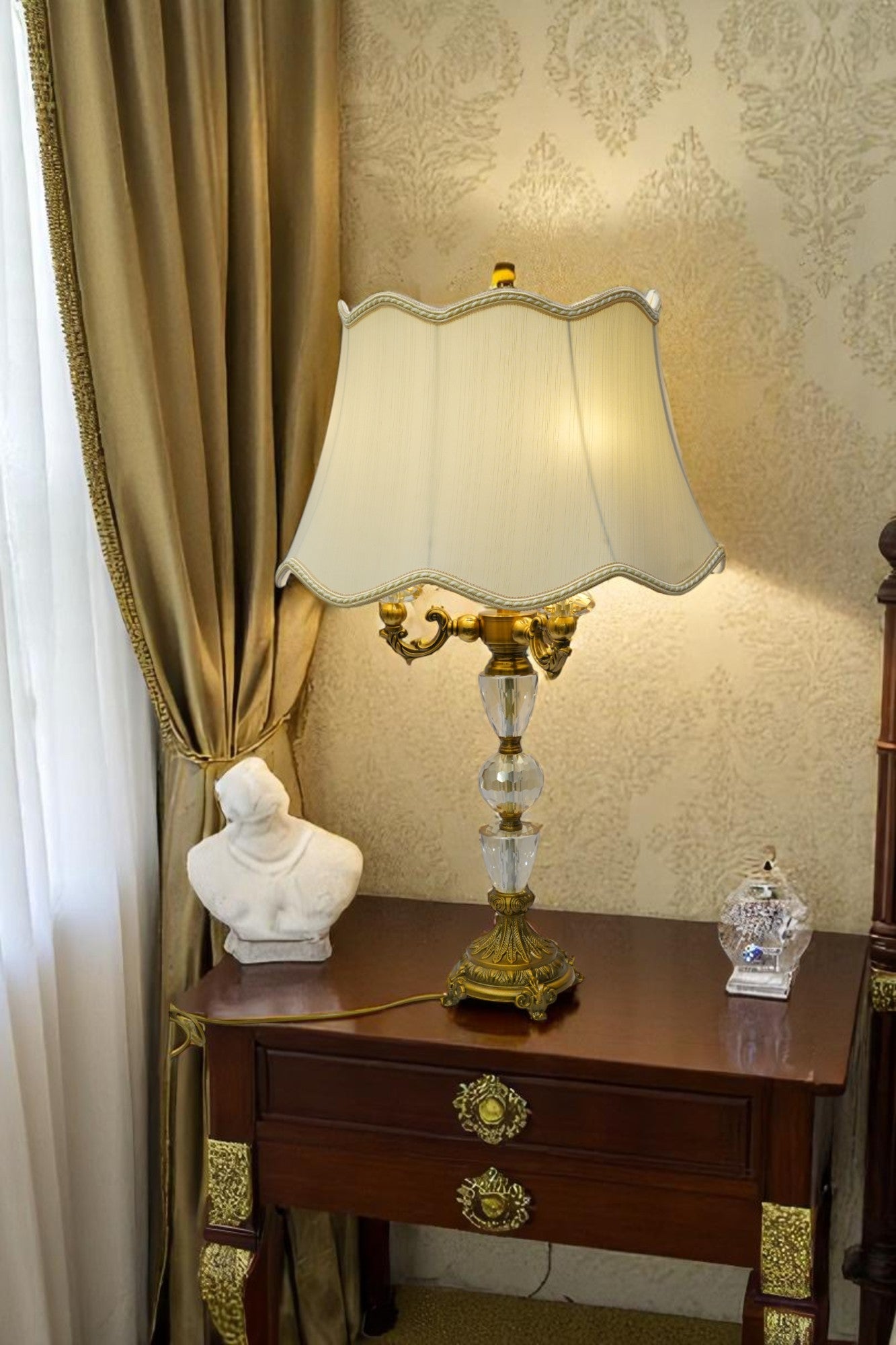 Opaline Luxe Brass & Crystal Lamp